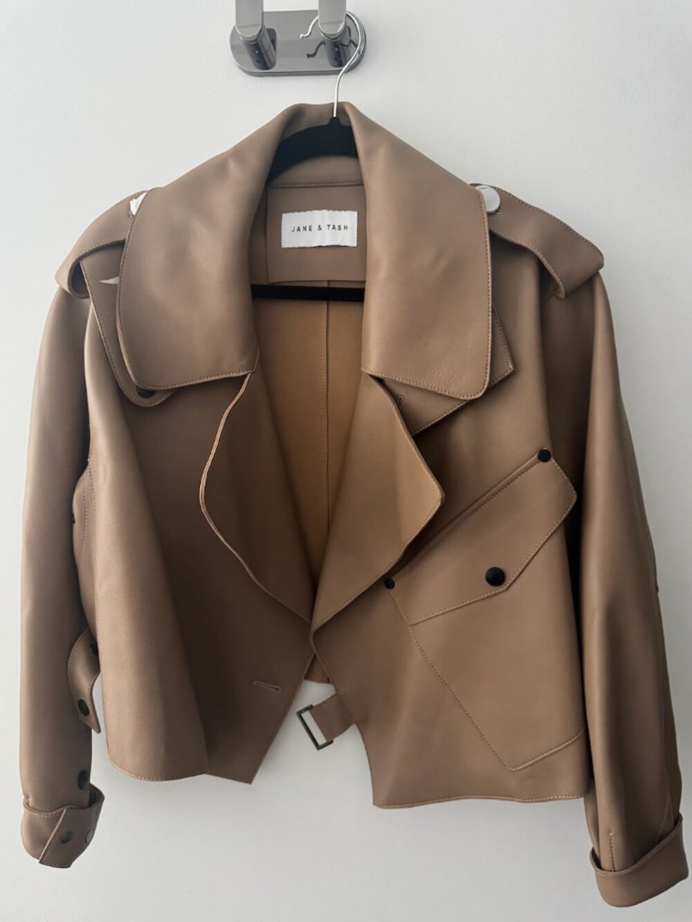 Jane & Tash Leather Jacket Trench Coat - Picture 2 of 3